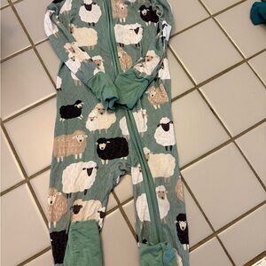 Sheep Print Green Pajama Onesie
